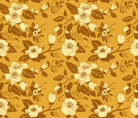 Seamless pattern with a branch of blossoming apple tree