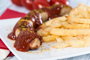 Fresh made Currywurst