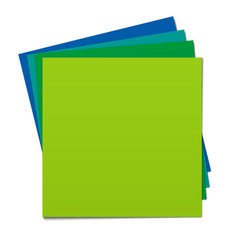 Colored sheets of paper on each other, green