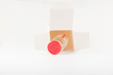 Red cap injection vial in container box