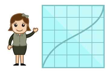 Woman Showing Graph Chart Stats - Cartoon Business Vector