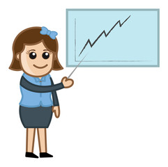 Woman Showing Growth Graph - Cartoon Business Vector