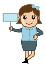 Girl Showing Board - Cartoon Business Vector Illustrations