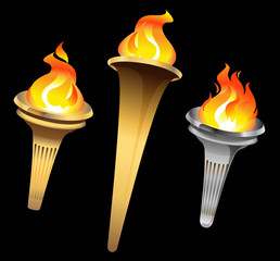Flaming torch on a black background