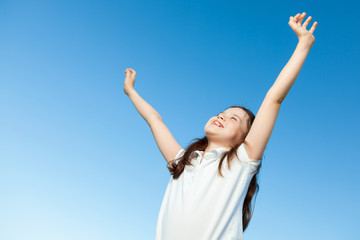 Cute little girl being very happy