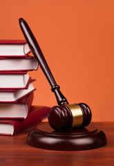 judge gavel and law books of justice on table