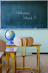 classroom and chalkboard