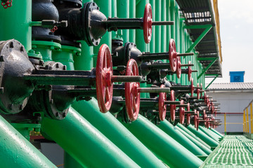 Gas compressor station in bright sunny summer day