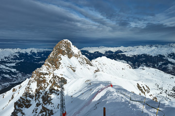 Mountains with snow in winter