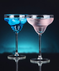 Cocktails on dark color background