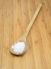 Fototapeta na wymiar Sea Salt in Wooden Spoon