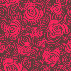 Abstract seamless pattern with hearts and roses