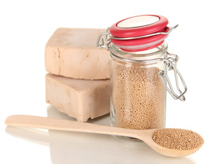 Dry yeast isolated on white