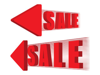 set of two red pointers with word sale