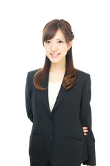 Beautiful asian businesswoman isolated on white background