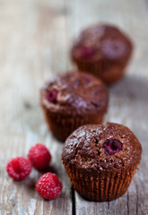 Chocolate and raspberry muffins