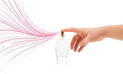 woman hands spraying colorful lines