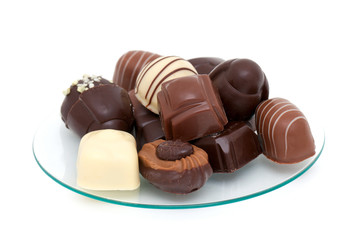 chocolate candies over white