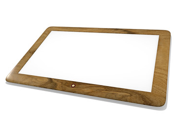 tablet in wooden optics