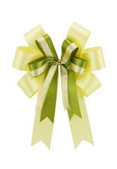 yellow ribbon gift bow isolated on white background