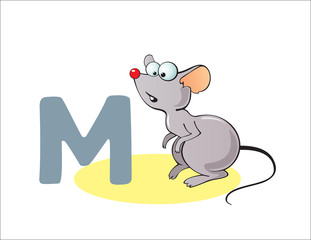 Cartoon Mouse and letter M