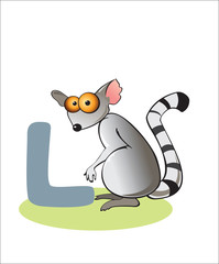 Cartoon Lemur and letter L