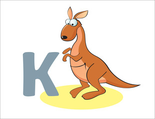 Cartoon Kangaroo and letter K