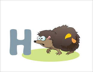 Cartoon Hedgehog and letter H