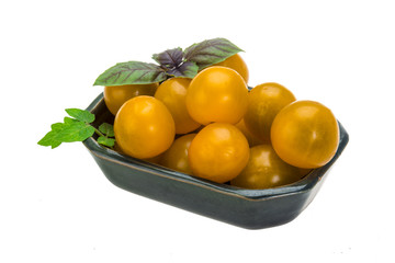 Yellow bright cherry tomato
