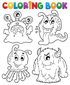 Coloring book monster theme 1