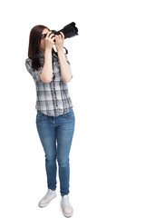 Young casual photographer taking pictures