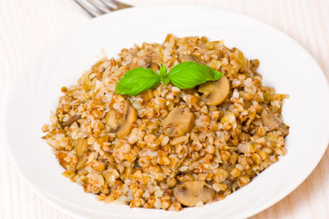 Buckwheat porridge with mushrooms