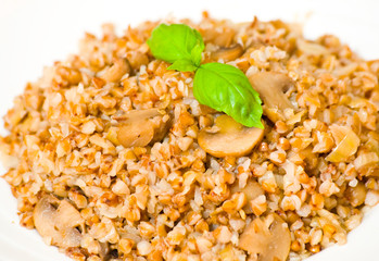 Obraz premium Buckwheat porridge with mushrooms