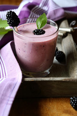 Blueberry smoothie in a glass