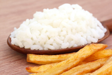 French fry with fresh rice