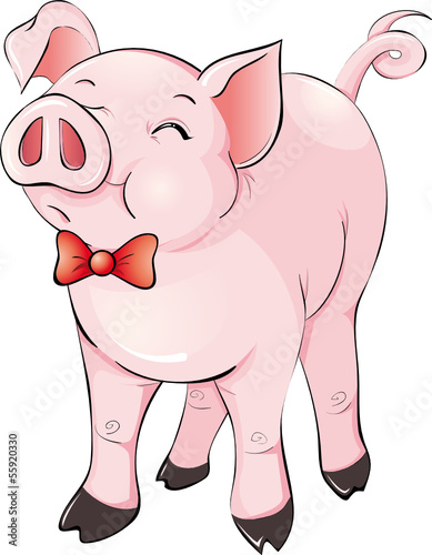 Fototapete Freches Schwein Mit Schleife - Fototapeten | Wallsheaven-Mareen  Vandelay