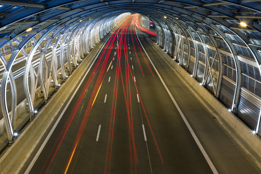 Modern tunnel and traffic