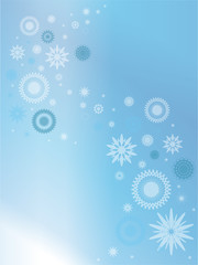 Fototapeta na wymiar Blue background with snowflakes