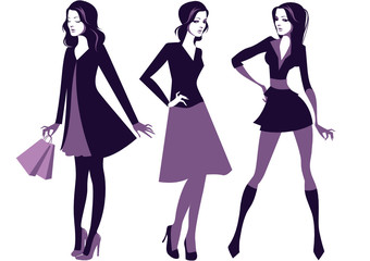 Fashion girls silhouettes