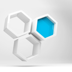 White honeycomb structure and one blue segment