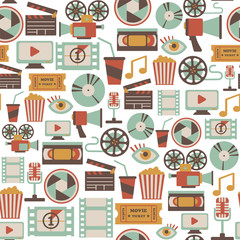 seamless pattern with retro cinema icons