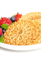 Traditional Italian pizzelle. Holiday waffle cookies