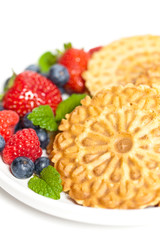 Traditional Italian pizzelle. Holiday waffle cookies
