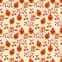 Autumn seamless pattern with wild berries