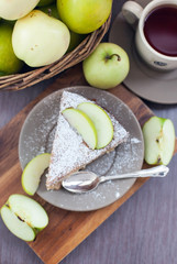 Piece of homemade apple pie with cinnamon