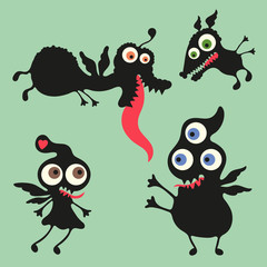 Happy monsters vector images. Set 10