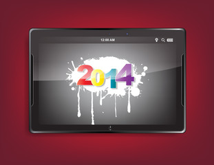 Tablet computer with a 2014 background