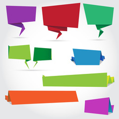 origami speech bubbles and banners