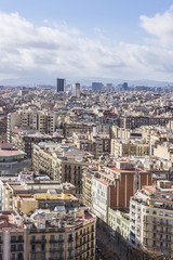 Barcelona panoramic view from Sagrada Familia. Barcelona, Spain