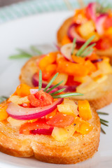Bruschetta with fresh tomatoes and red onion